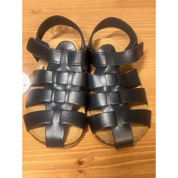 Wonder Nation Toddler Boys Navy Blue Faux Leather Sandals Size 5 - Picture 2 of 11